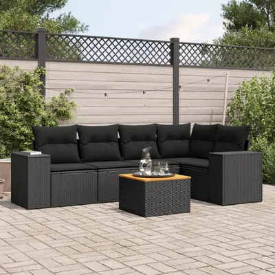 Gossi set mobilier de gradina cu perne, 6 piese, negru, poliratan