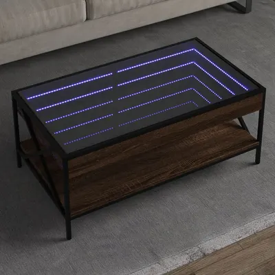 Gossi masuta de cafea cu led infinity, stejar maro, 90x50x38 cm