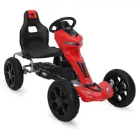 Kart cu pedale pentru copii, Nichiduta Go Kart Extreme Red, structura metalica, scaun ergonomic si reglabil in 2 pozitii, roti EVA, dimensiune 122 x 60 x 70 cm
