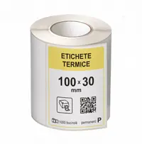Role etichete termice autoadezive 100x30 mm, 1000 etichete rola