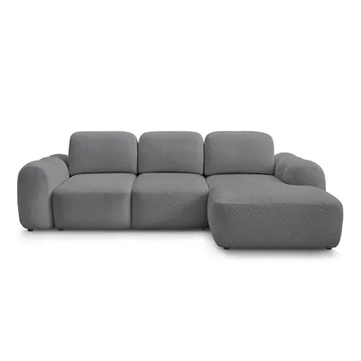 Colțar gri extensibil/cu spațiu de depozitare cu tapițerie din țesătură bouclé (cu colț pe partea dreaptă/cu șezlong) Montaigne – Bobochic Paris