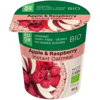 Porridge din Ovaz Integral cu Mar si Zmeura fara Zahar Adaugat Ecologic/Bio 60g