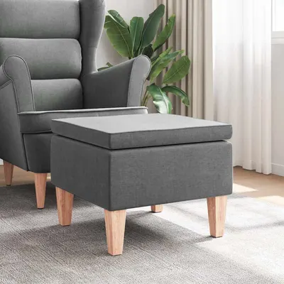 vidaXL Scaun cu picioare din lemn, gri închis, material textil