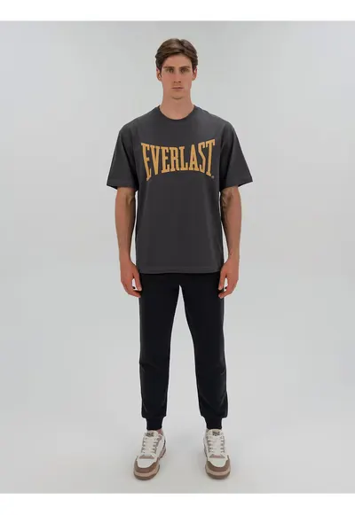Tricou cu logo supradimensionat contrastant - Gri