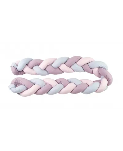 Protectie laterala patut bebe bumper impletit grey-lilac-pink 340 cm