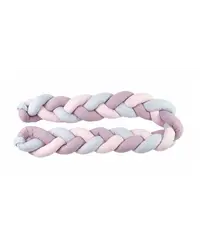 Protectie laterala patut bebe bumper impletit grey-lilac-pink 340 cm