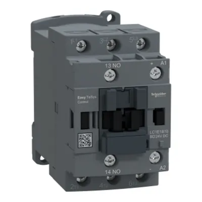 Contactor, Easy TeSys Control, LC1E, 3P(3NO), AC-3, <=440V, 18A, bobina 24V DC, contact auxiliar 1NO