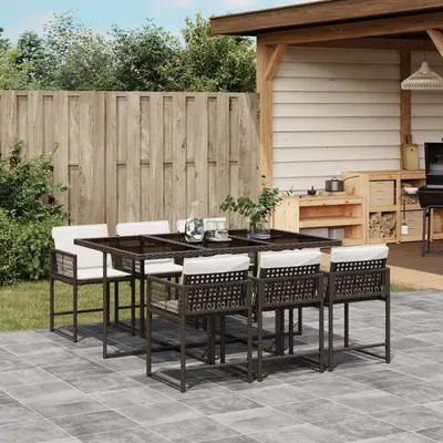 Gossi set mobilier de gradina cu perne, 7 piese, maro, poliratan