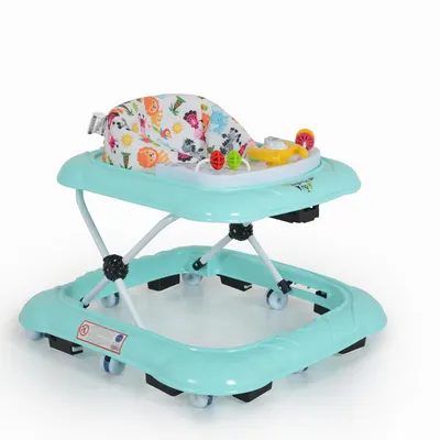 Premergator copii Moni Jungle Mint pliabil compact,cu panou interactiv muzical,spatar inalt,husa detasabila,inaltime reglabila