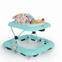Premergator copii Moni Jungle Mint pliabil compact,cu panou interactiv muzical,spatar inalt,husa detasabila,inaltime reglabila