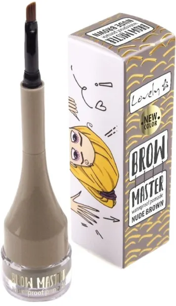 Lovely - Pomadă impermeabilă pentru sprâncene, cu perie, Nude Brown, 2.5 g