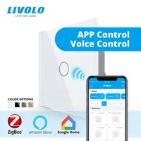 Intrerupator simplu tactil, contact uscat, Protocol Zigbee, cu panou sticla, Generatia Noua Alb