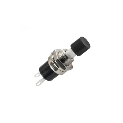 Buton intrerupator mini negru OFF-(ON) fara retinere 1 circuit 12V 1.5A incastrabil 7mm