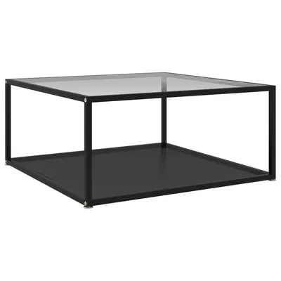 vidaXL Măsuță de cafea transparent/negru 80x80x35 cm sticlă securizată