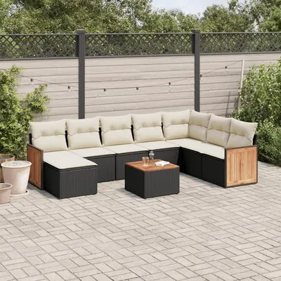 Gossi set mobilier de gradina cu perne, 9 piese, negru, poliratan