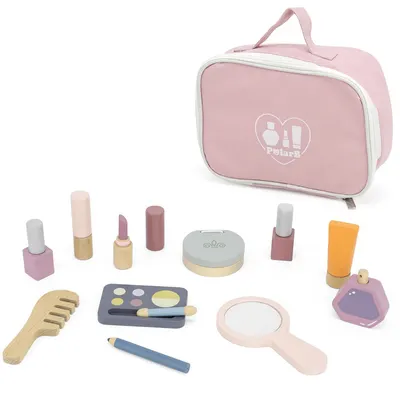 Set din lemn Viga Polar B - Accesorii cosmetice cu geantă de toaletă