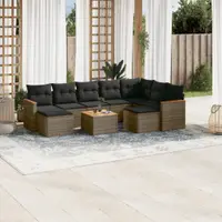 Gossi set mobilier de gradina cu perne, 10 piese, gri, poliratan