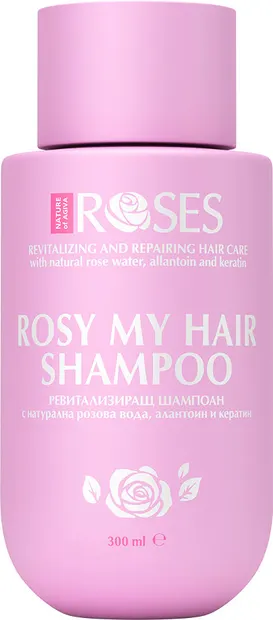 Nature of Agiva Roses Șampon revitalizant și regenerant cu apă naturală de trandafiri, 300 ml