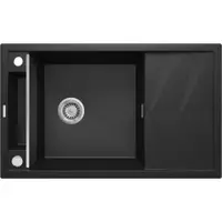 Chiuveta bucatarie compozit dreptunghiulara cu picurator grafit metalic Deante Magnetic