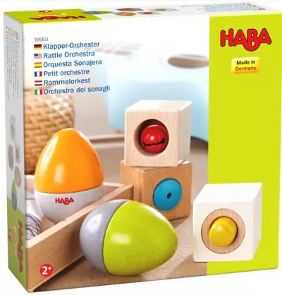 Constructor Haba - Ouă și cuburi muzicale din lemn, 5 piese