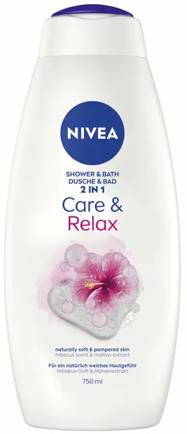 Nivea Gel de duș si spuma de baieCare & Relax,2 in 1, 750 ml