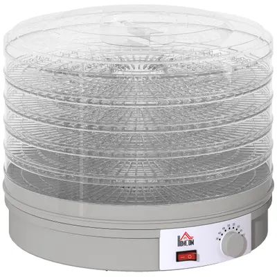 HOMCOM Dehidrator cu 5 niveluri, 245W cu reglaj temperatură, Gri | Aosom Romania