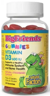 Big Friends Vitamin D3, 600 IU, 60 tablete de jeleu, Natural Factors