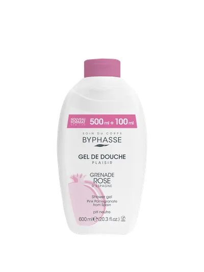 Gel de dus cu rodie roz Plaisir, 600ml, Byphasse