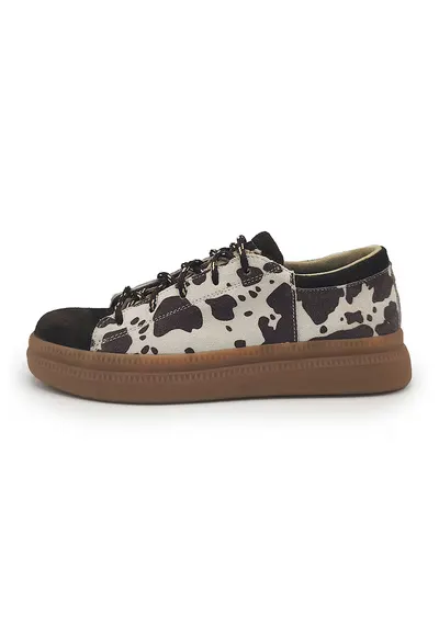 Pantofi sport din piele intoarsa cu animal print - Maro inchis/Maro nisip/Caramel