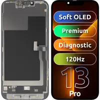 Display cu Touchscreen MP compatibil cu Apple iPhone 13 Pro, cu Rama, Versiune Premium Soft OLED FHD 120Hz Diagnostic, Negru