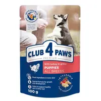 Hrana umeda premium caini, Club 4 Paws Puppy All Breeds, Curcan, 100 g