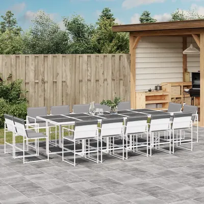 Gossi set mobilier de gradina, 15 piese, cu perne, alb, textilena