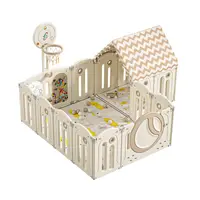 Gardulet loc de joaca copii Nichiduta Garden Happy Home cu poarta de siguranta, Cos de baschet, Unitate muzicala,covoras 1cm grosime, cuburi,tabla, instrumente pentru scris, 100 bile color si casuta