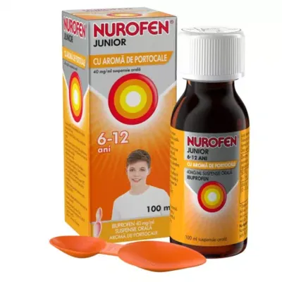 Nurofen Junior 6-12 ani 40mg/ml suspensie orala cu aroma de portocale, Reckitt Benkiser | 100 ml