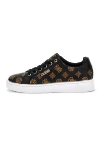 Pantofi sport de piele ecologica cu monograma - Negru/Maro