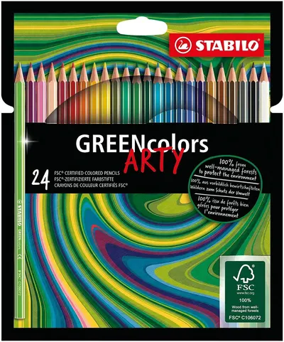 Creioane colorate Stabilo Arty - GREENcolors, 24 culori