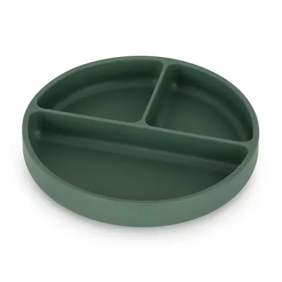 Farfurie compartimentata, Petite&Mars, Take&Match, Rotunda, Cu ventuza si 3 compartimente, Silicon, Fara BPA, 500 ml, 6 luni+, Verde