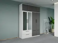 Dulap dormitor Alb-Gri 4U cu oglinda+suprapozabil - Madrid