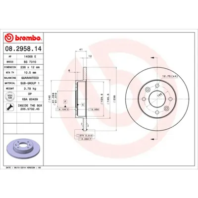 Disc frana BREMBO 08.2958.14