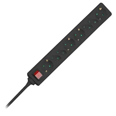 Prelungitor 8 cai cu intrerupator 1.5M( 3G1.5MM2) - negru V-TAC SKU-8773