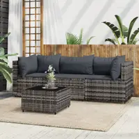 Gossi set mobilier de gradina cu perne, 4 piese, gri, poliratan