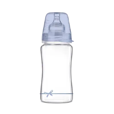 Biberon sticla baieti Diamond Glass Baby Shower, 250ml, LOVI