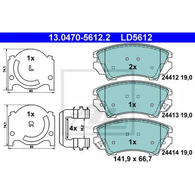 Set placute frana, frana disc ATE 13.0470-5612.2