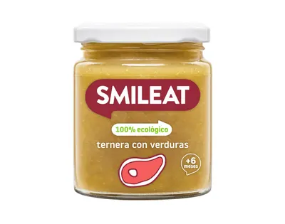 Piure de legume cu vitel si ulei de masline Bio +6 luni, 230g, Smileat