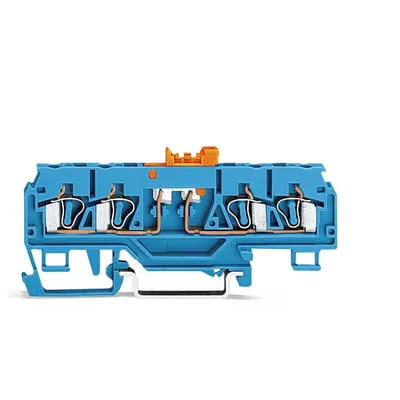 4-conductor disconnect/test terminal block; with pivoting knife disconnect; with test port; for 2 mm and 3 mm Ø test plugs; suitable for Ex i applications; for DIN-rail 35 x 15 and 35 x 7.5; 2.5 mm²; CAGE CLAMP®; 2,50 mm²; blue