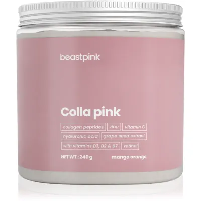 BeastPink Colla Pink pulbere pentru pregătirea băuturilor cu colagen aroma Mango & Orange 240 g