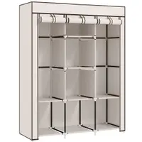 HOMCOM Dulap-penderie multi-spațiu - 8 rafturi, 2 bare - material nețesut crem | Aosom Romania
