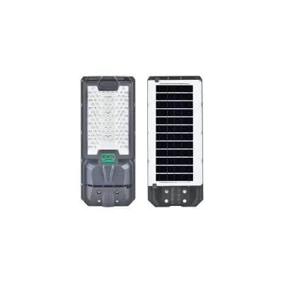 Lampa solara stradala Lix 200W, panou 6V-10W, lumina alb-rece, telecomanda IR, senzor amurg, senzor miscare, 2300 lm, ABS, gri