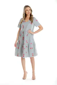 Rochie volane CV25030 alb dungulite/broderie florala, Cesy | marimea XL
