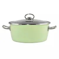 Oala Emailata cu Capac din Sticla, Green Elite, 4.2 l, Diametru 24 cm, Verde, Perfect Home